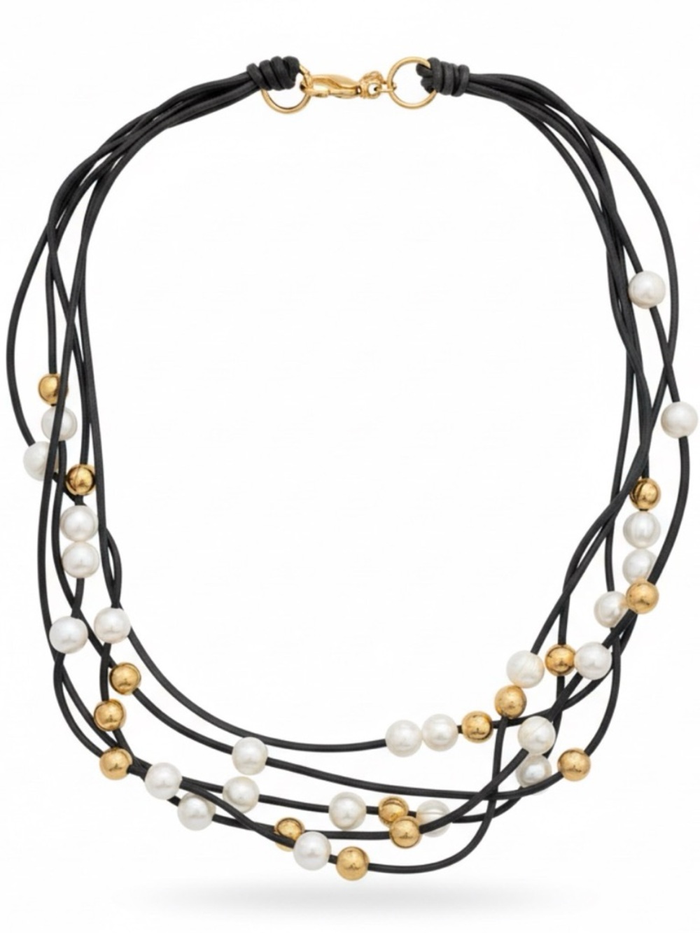 Elegant Black and Gold Multi-Strand Necklace - Picture 3 of 3